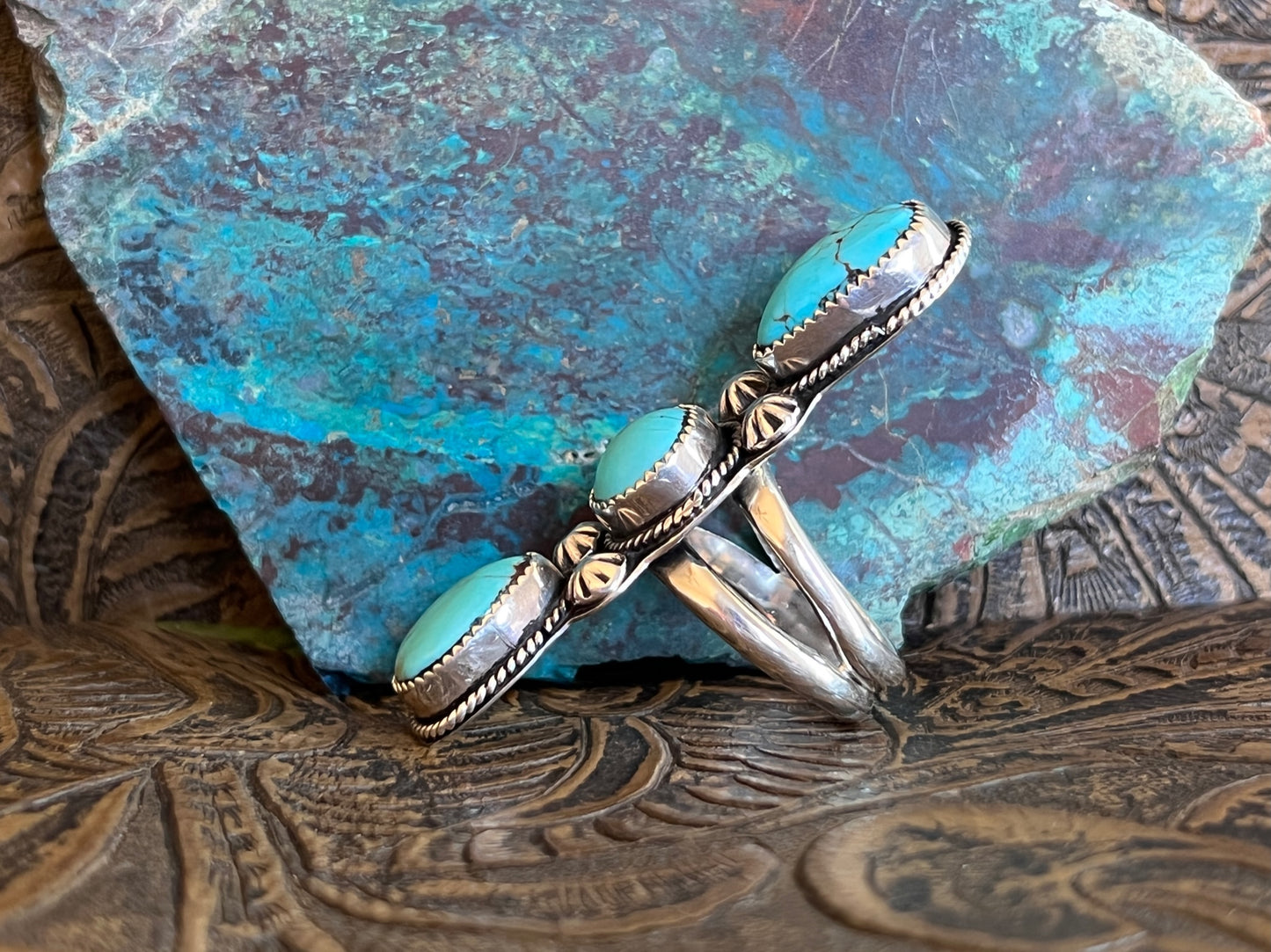 Three Stone Turquoise Ring