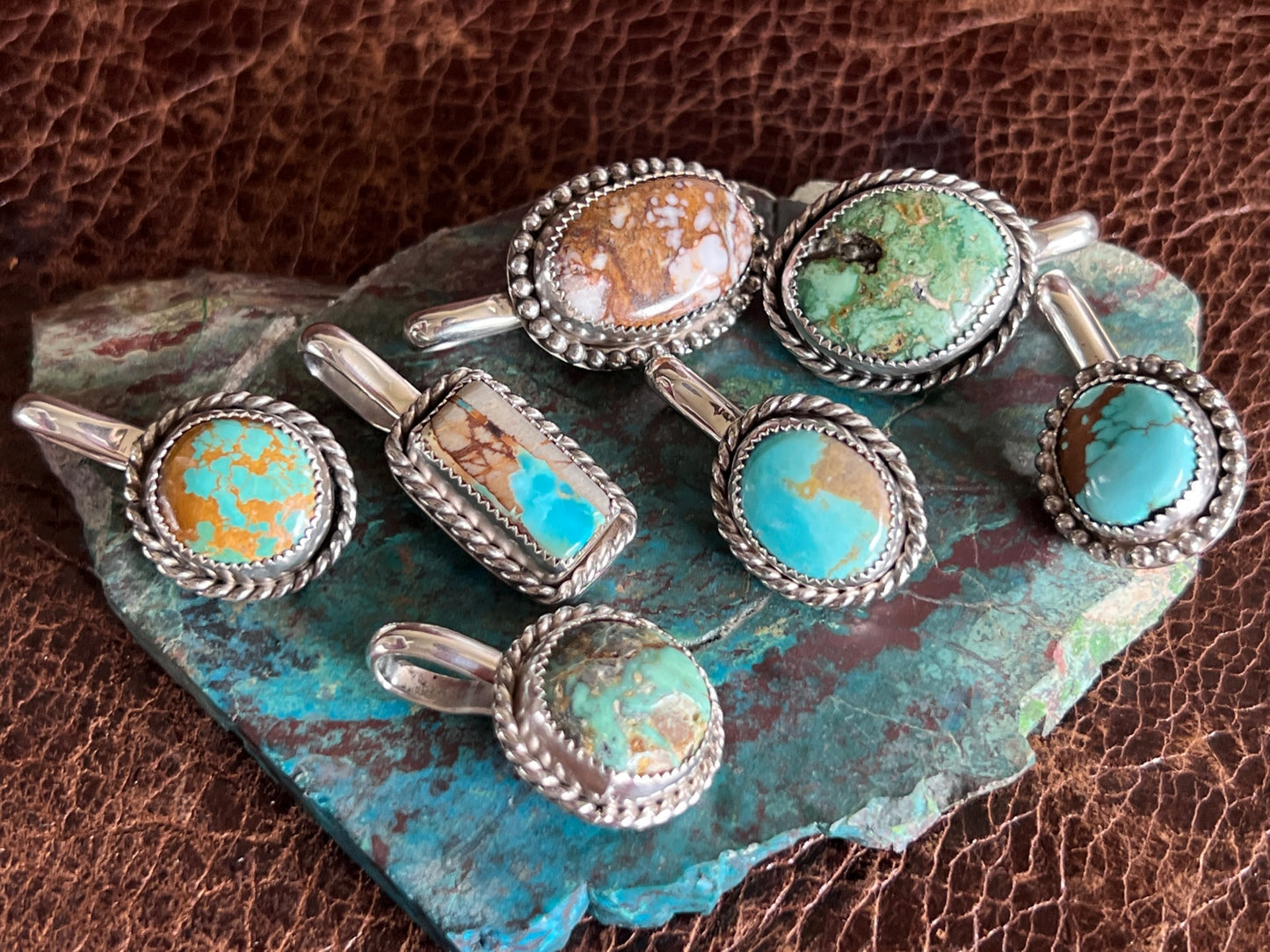 Royston Ribbon Rectangle Turquoise Sterling Hat Token