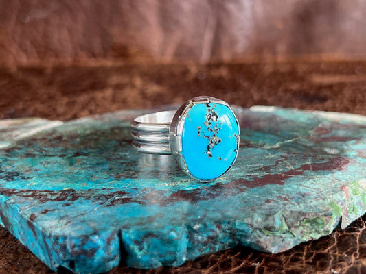 Sleeping Beauty 3 Row Turquoise Ring