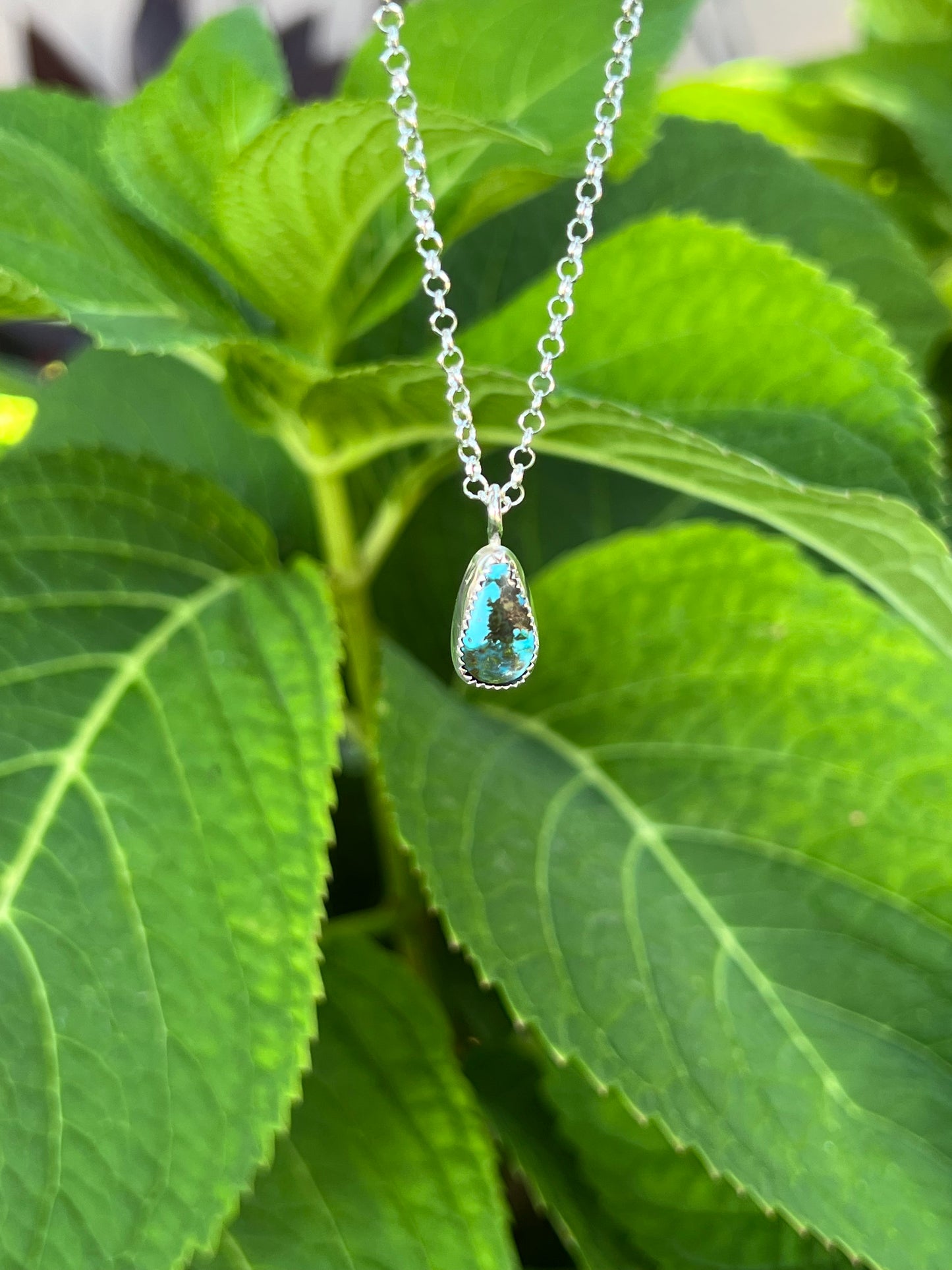 Tiny turquoise teardrop necklace