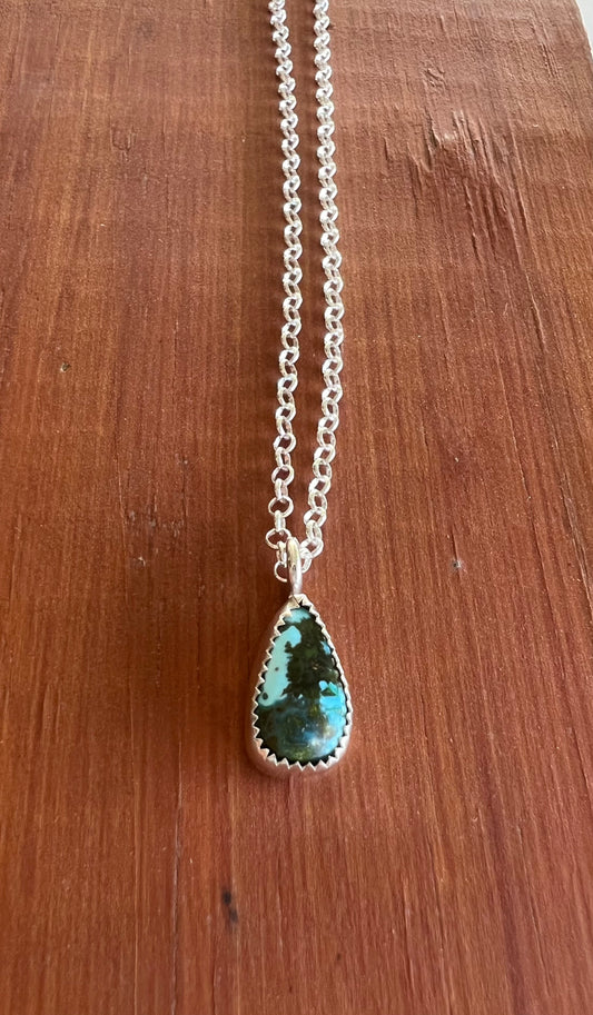 Tiny turquoise teardrop necklace