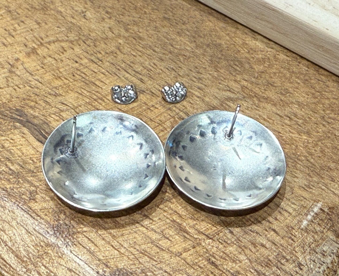 Sterling Silver Stamped Concho Earrings