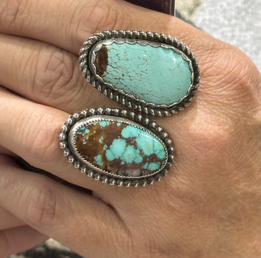 Two-Stone Statement Ring with #8 & Turquoise Mountain Turquoise