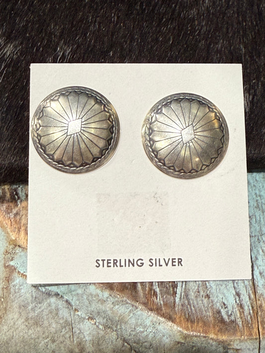 Sterling Silver Stamped Concho Earrings
