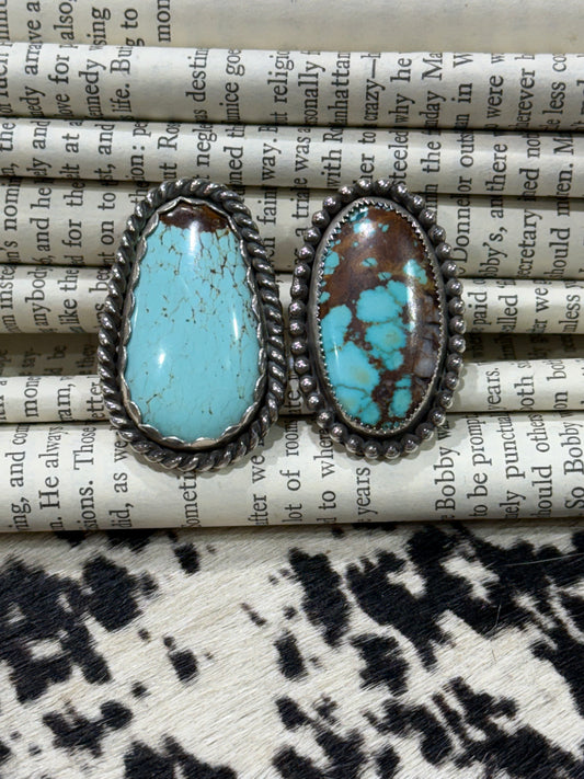 Two-Stone Statement Ring with #8 & Turquoise Mountain Turquoise
