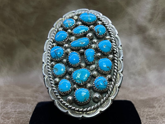 Navajo Turquoise Large Cluster Ring