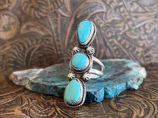 Three Stone Turquoise Ring