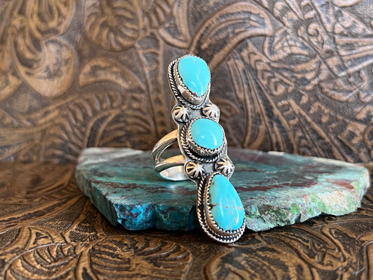 Three Stone Turquoise Ring