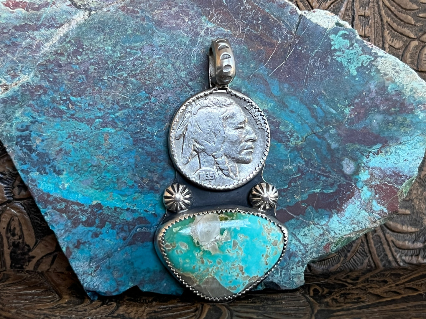 Turquoise Buffalo Nickel Pendant