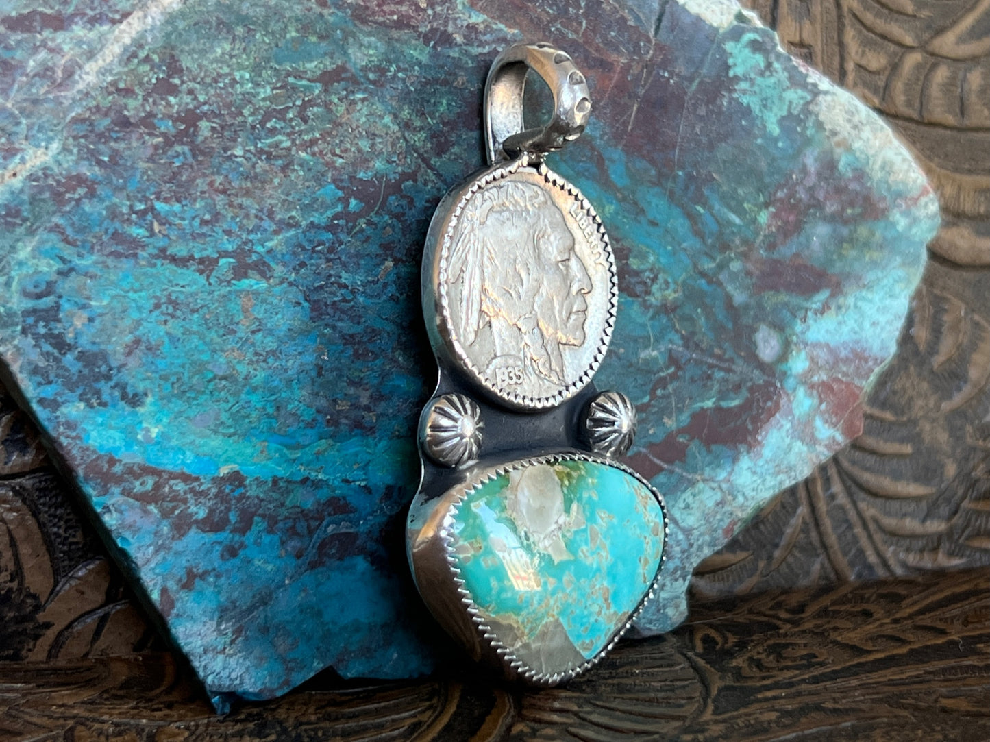 Turquoise Buffalo Nickel Pendant