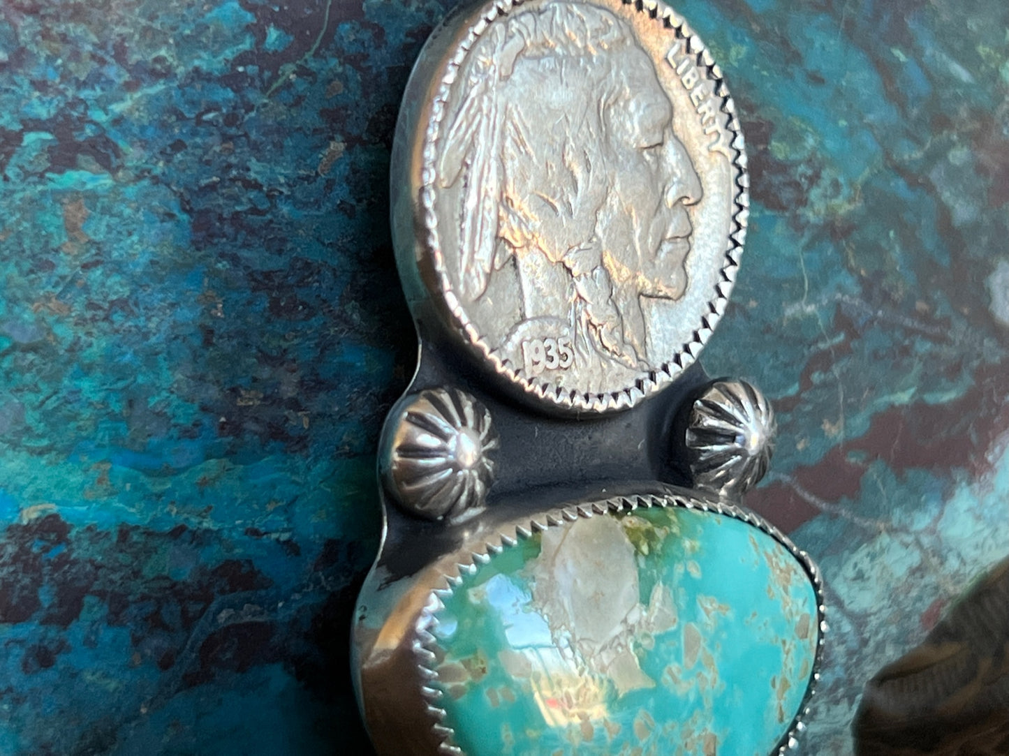 Turquoise Buffalo Nickel Pendant
