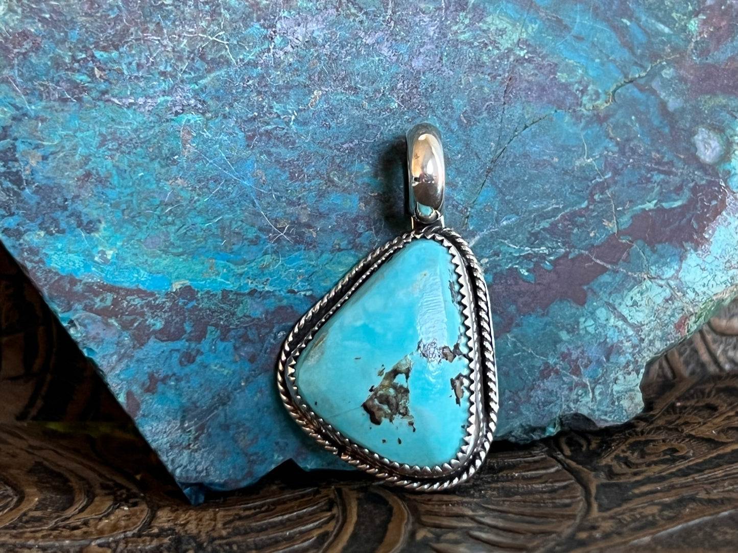 Blue Freeform Turquoise Pendant