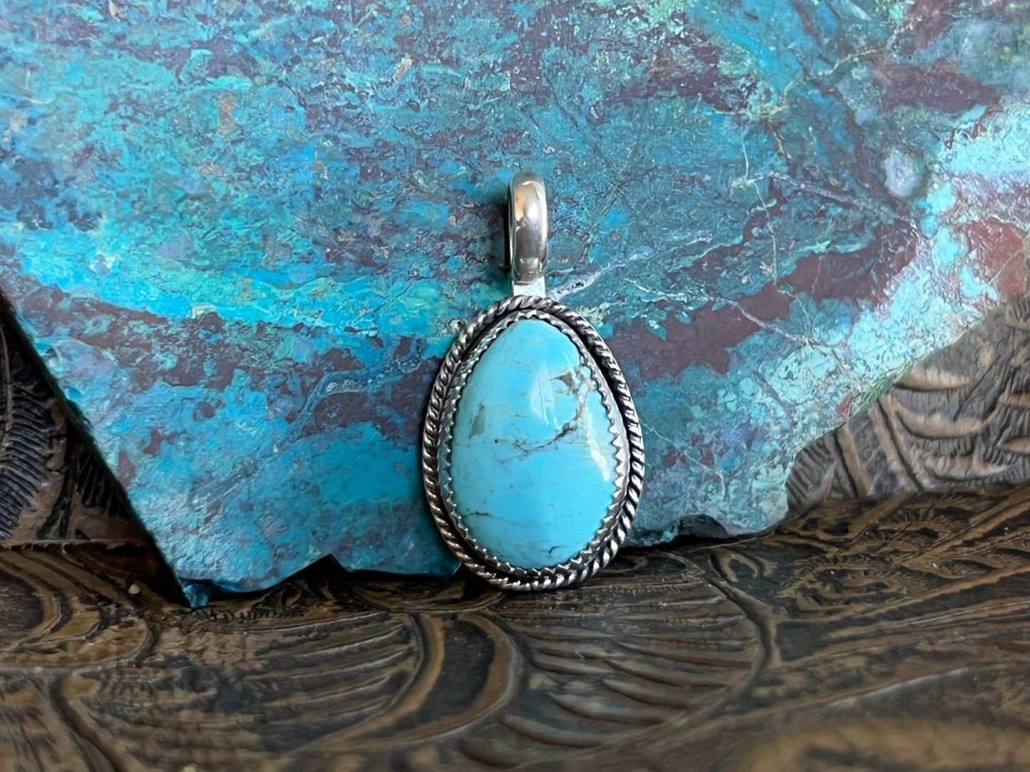 Blue Teardrop Turquoise Pendant