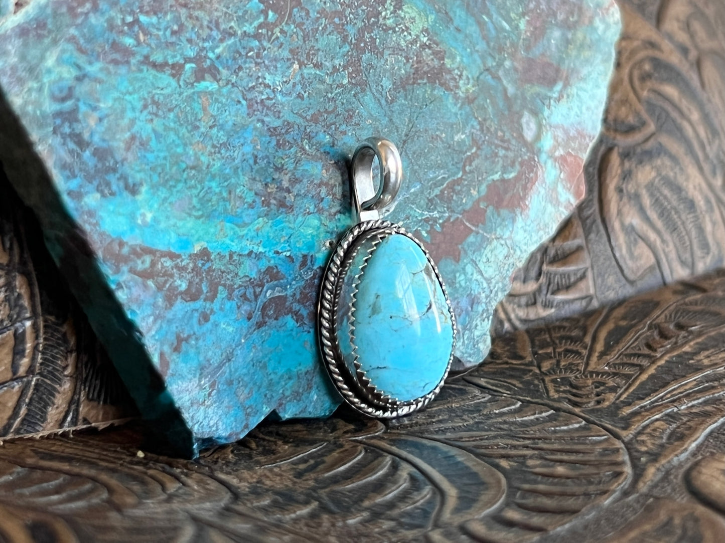 Blue Teardrop Turquoise Pendant