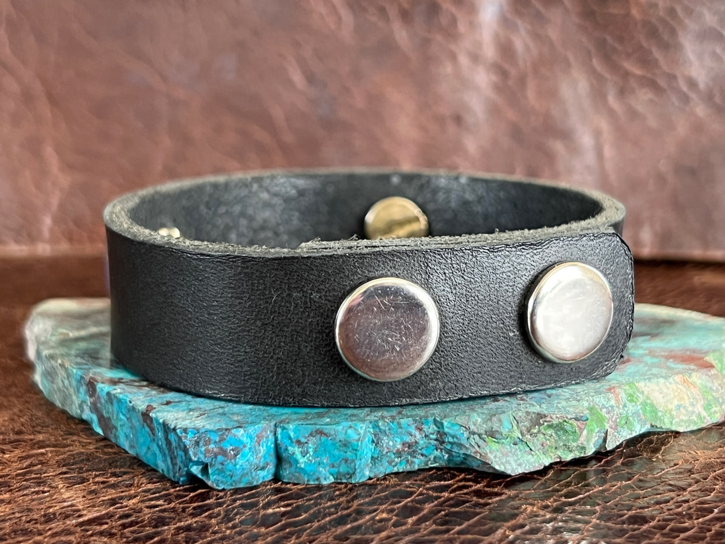 Sugilite Inlay Sterling & Leather Cuff Bracelet by Edison Yazzie