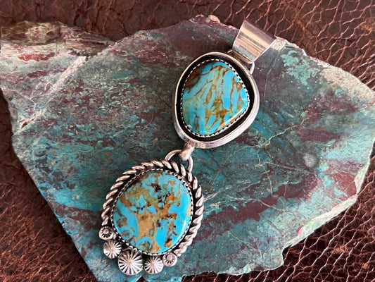 Turquoise Double Stone Pendant by Jeanette Dale