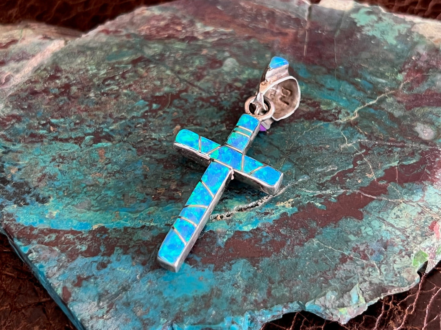Double Sided Inlay Cross Pendant