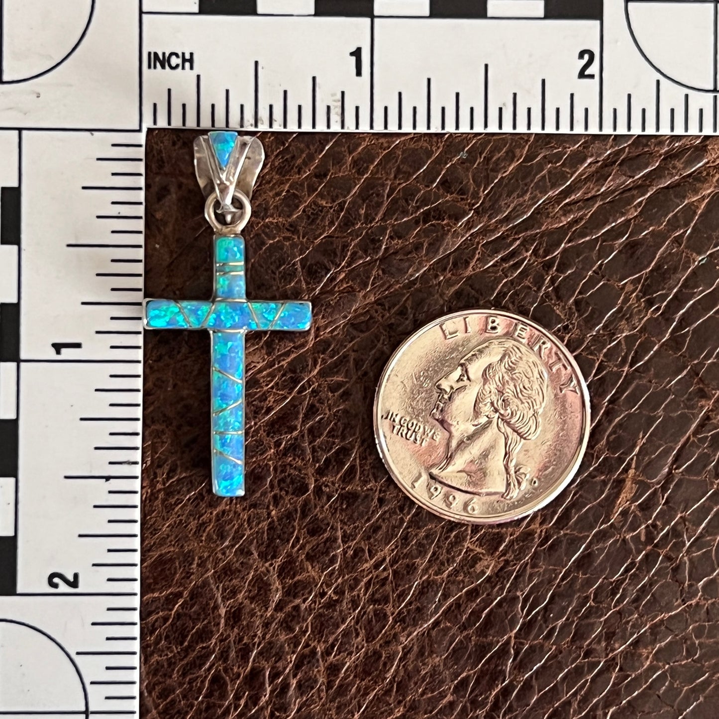Double Sided Inlay Cross Pendant