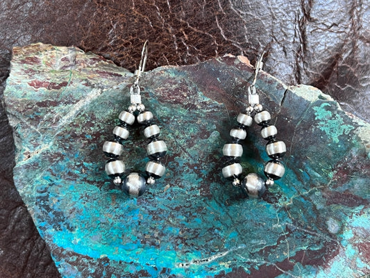 Sterling Silver Graduated Size Oxy bead Earrings