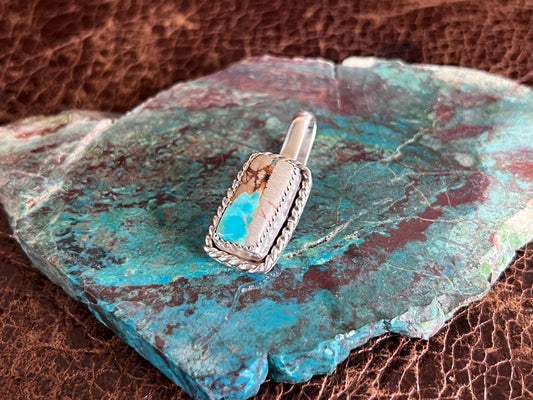Royston Ribbon Rectangle Turquoise Sterling Hat Token