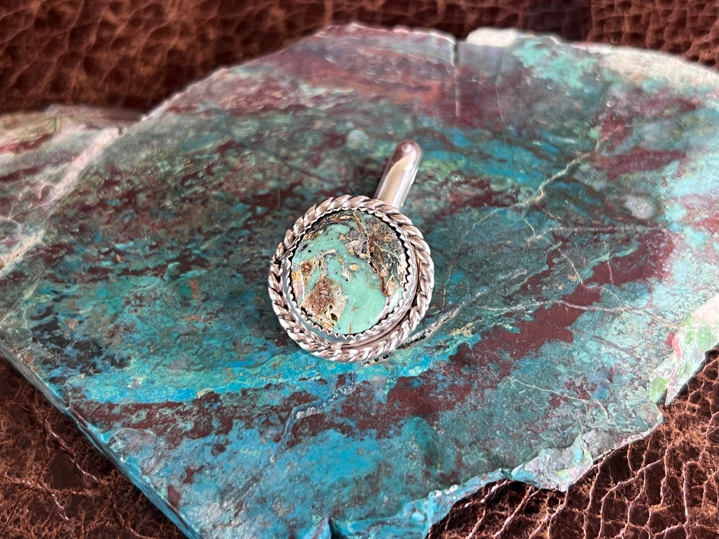 McGinnis Round Turquoise Sterling Hat Token