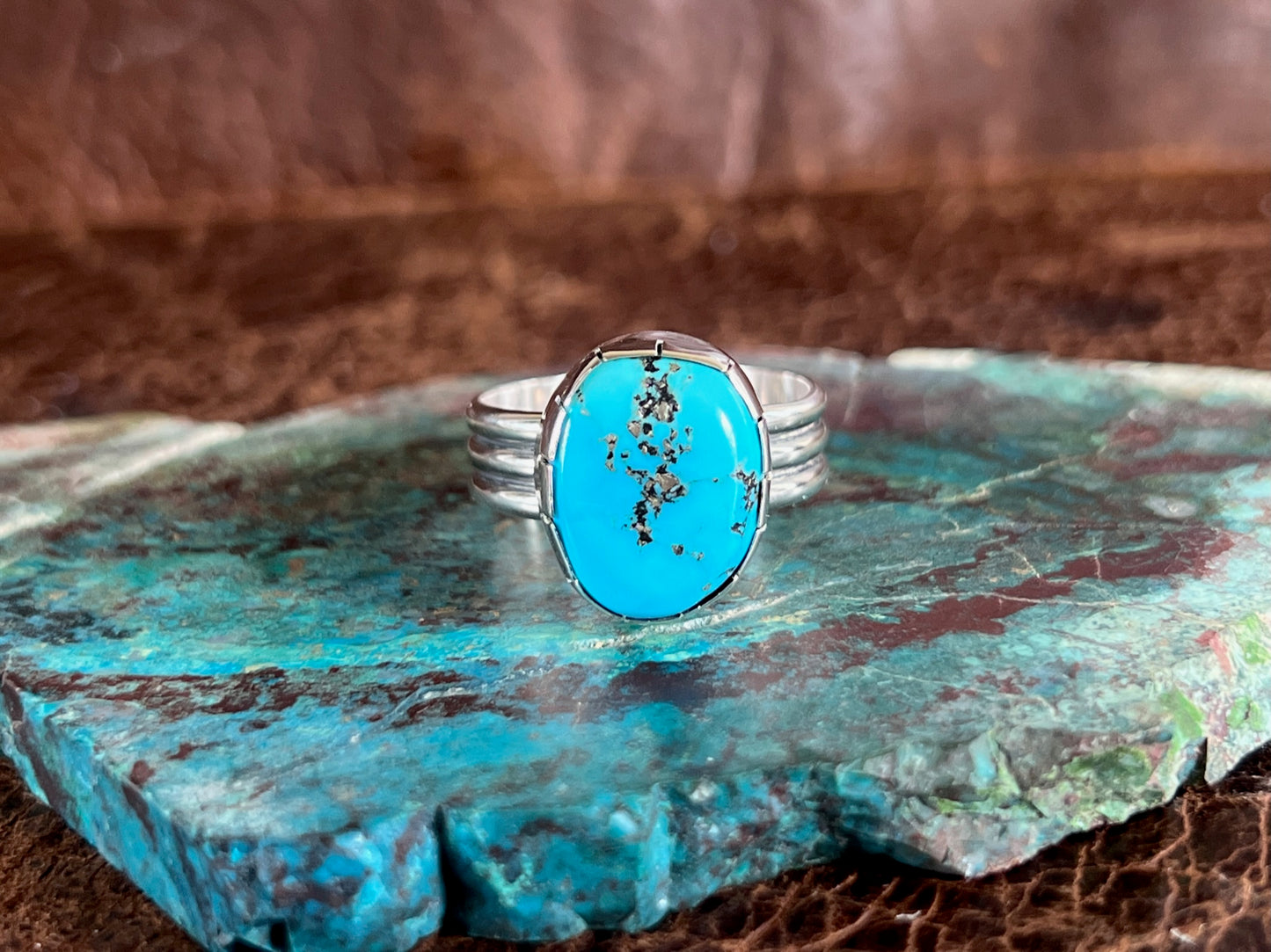 Sleeping Beauty 3 Row Turquoise Ring