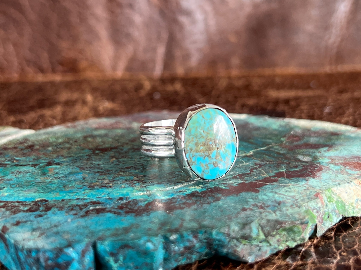 Kingman Turquoise 3 Row Ring