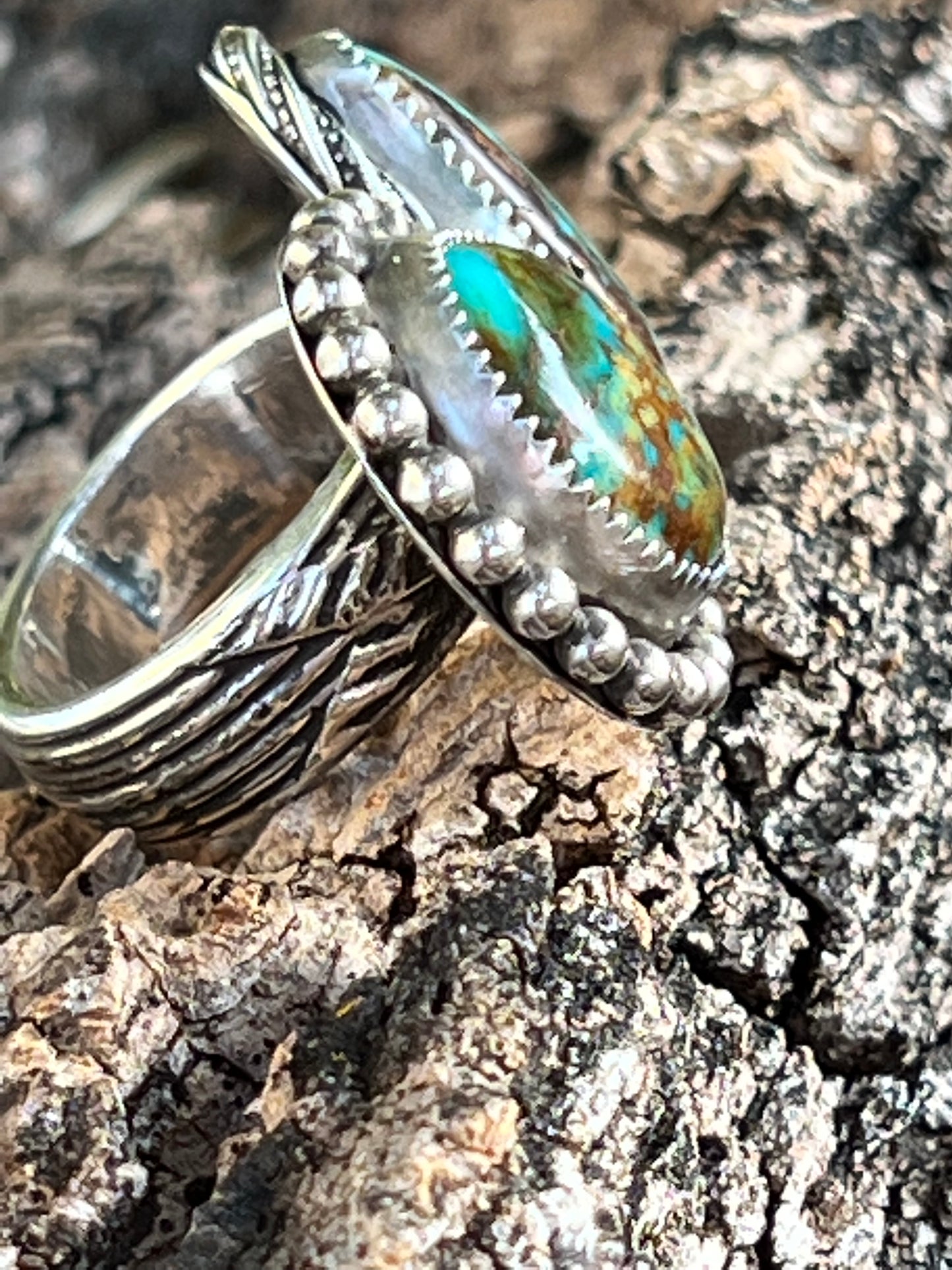 Double Stone Turquoise Mountain Ring