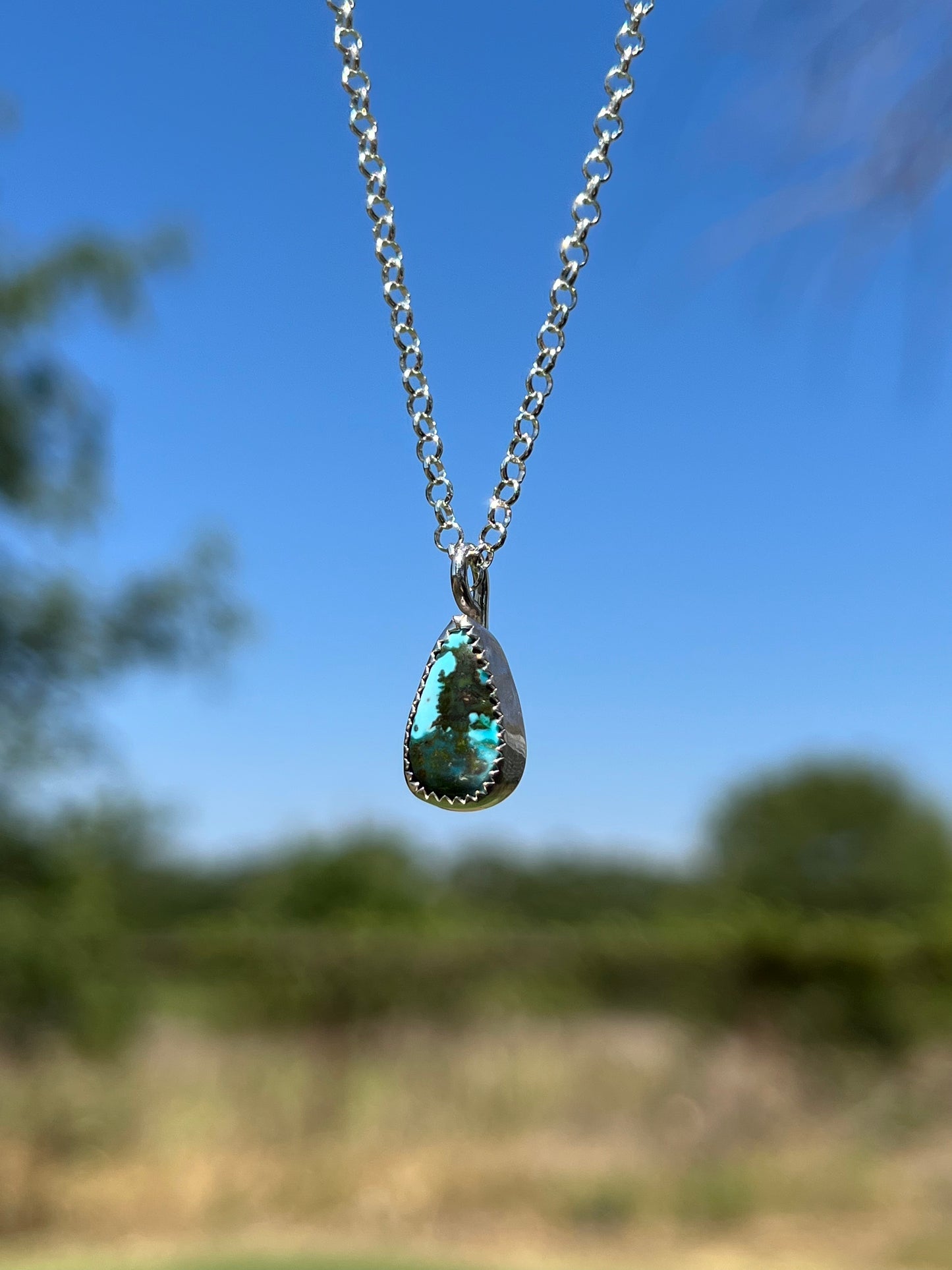 Tiny turquoise teardrop necklace