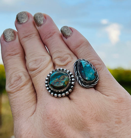 Double Stone Turquoise Mountain Ring